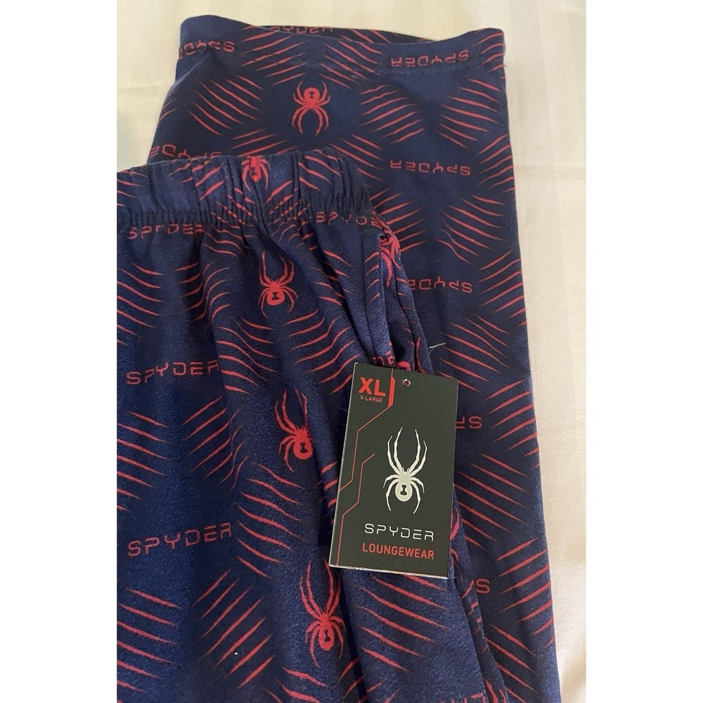 SPYDER Pajama Sweat Pants Mens XL Super Soft Navy Blue Red NWT Lounge Wear - Picture 2 of 6